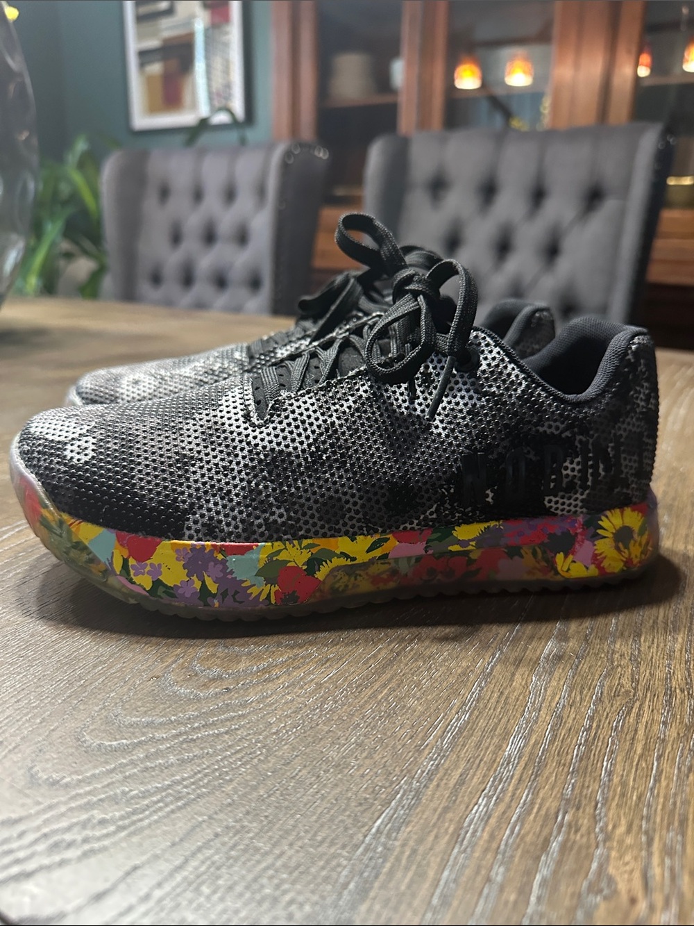 NOBULL Black Daisy Floral Trainer with Multicolor Floral Midsole